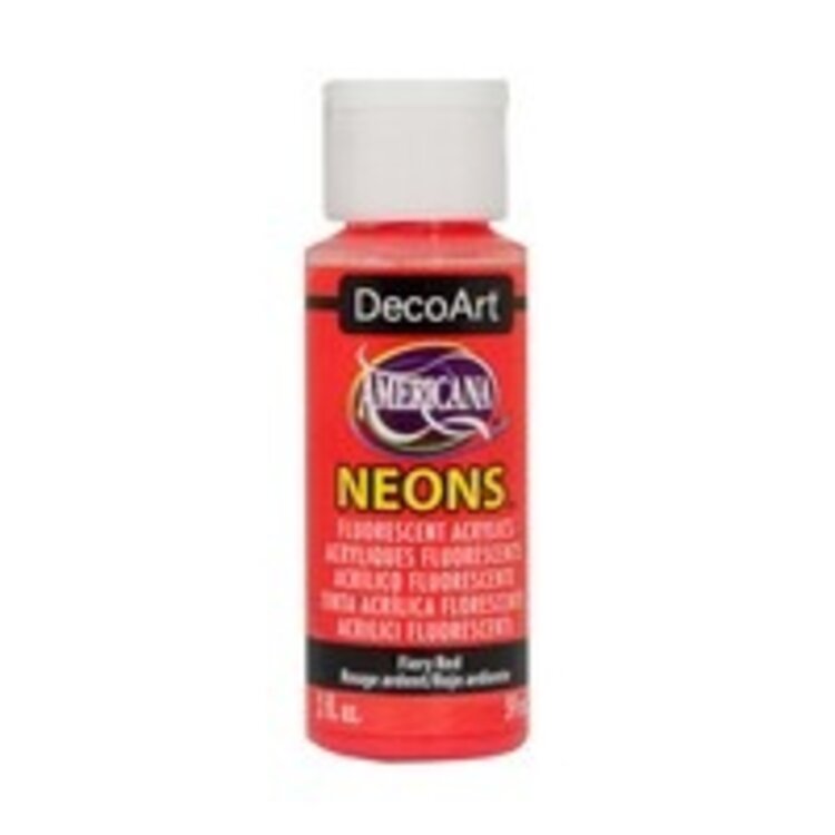 DECO ART AMERICANA ACRYLIC PAINT 2OZ NEON FIERY RED