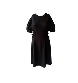 TOPSHOP TOPSHOP Poplin Sleeve Mini Dress In Black