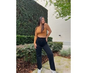 Top blk brwn one shoulder DZ22G154 - Forema Boutique