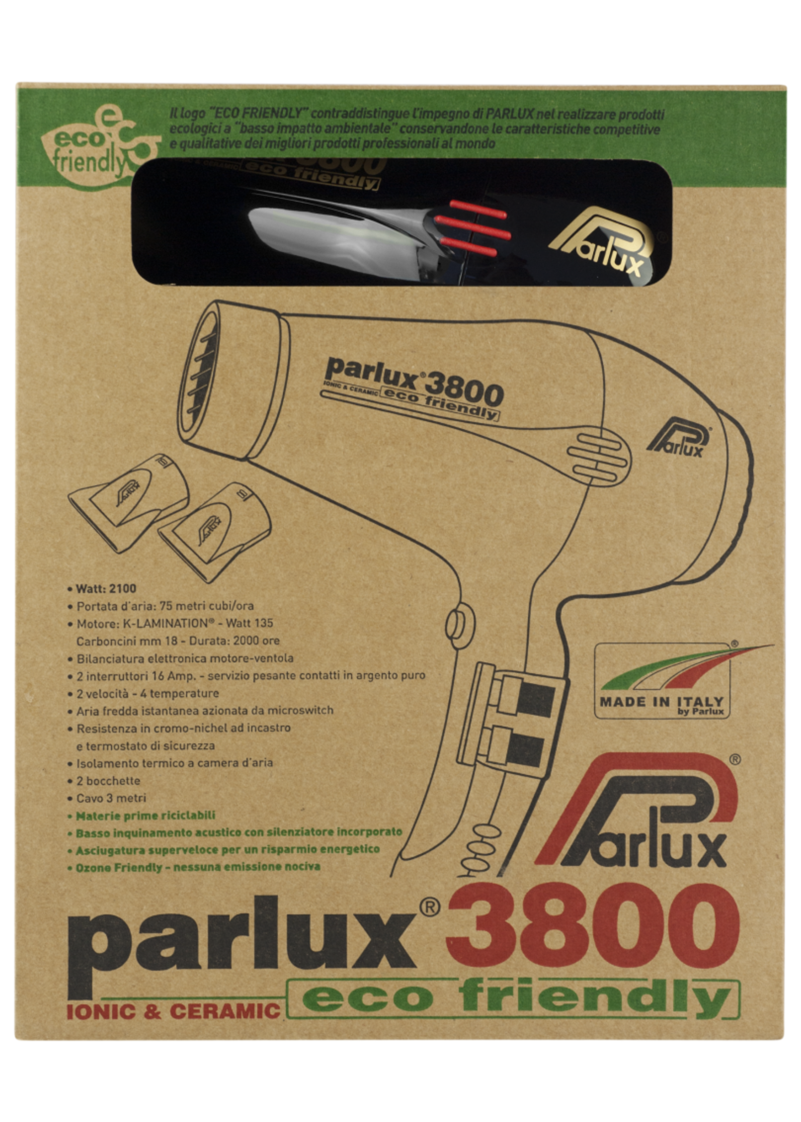 Parlux Parlux 3800 Ceramic & Ionic Hair Dryer 2100W - Black