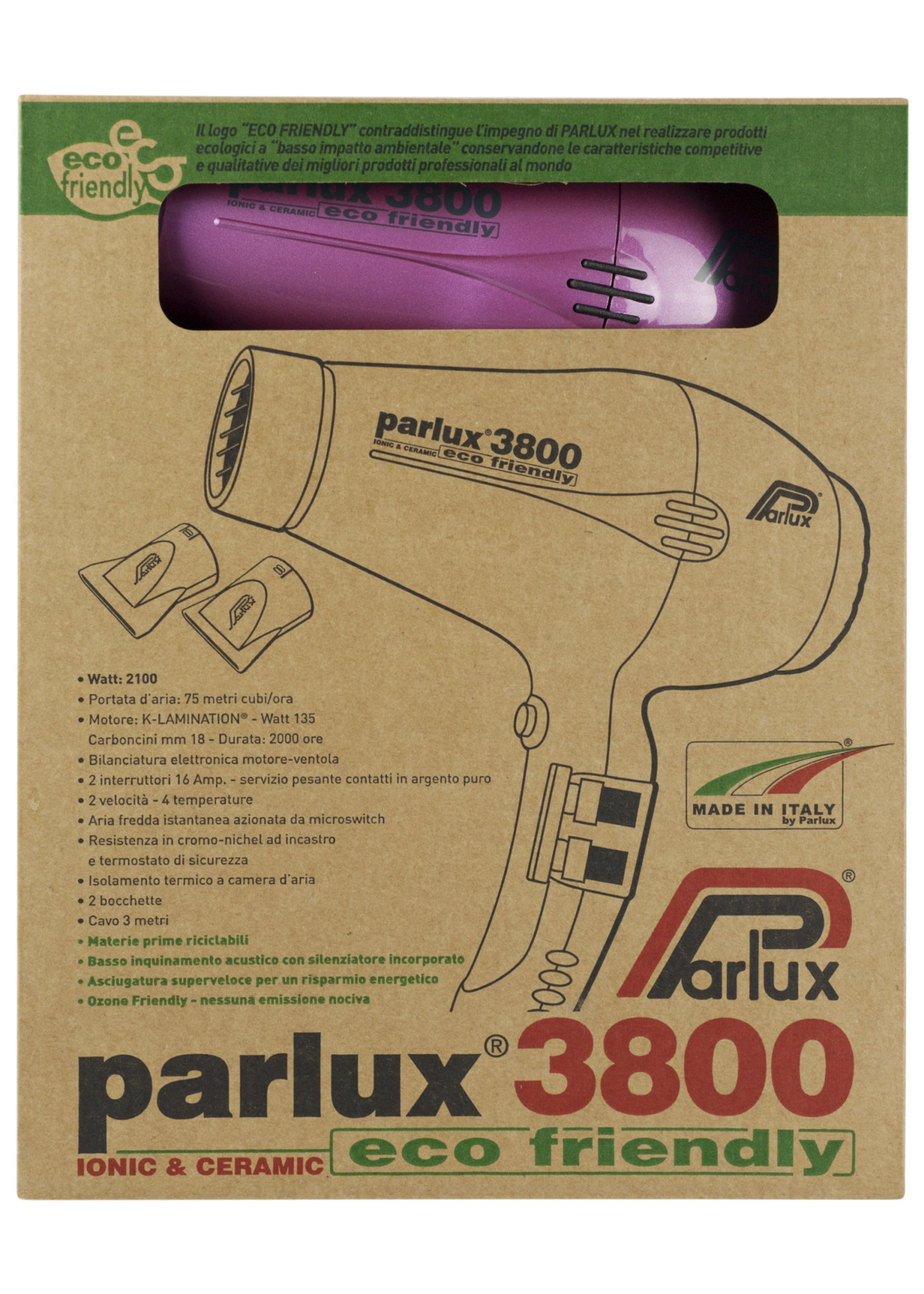Parlux Parlux 3800 Ceramic & Ionic Hair Dryer 2100W - Pink