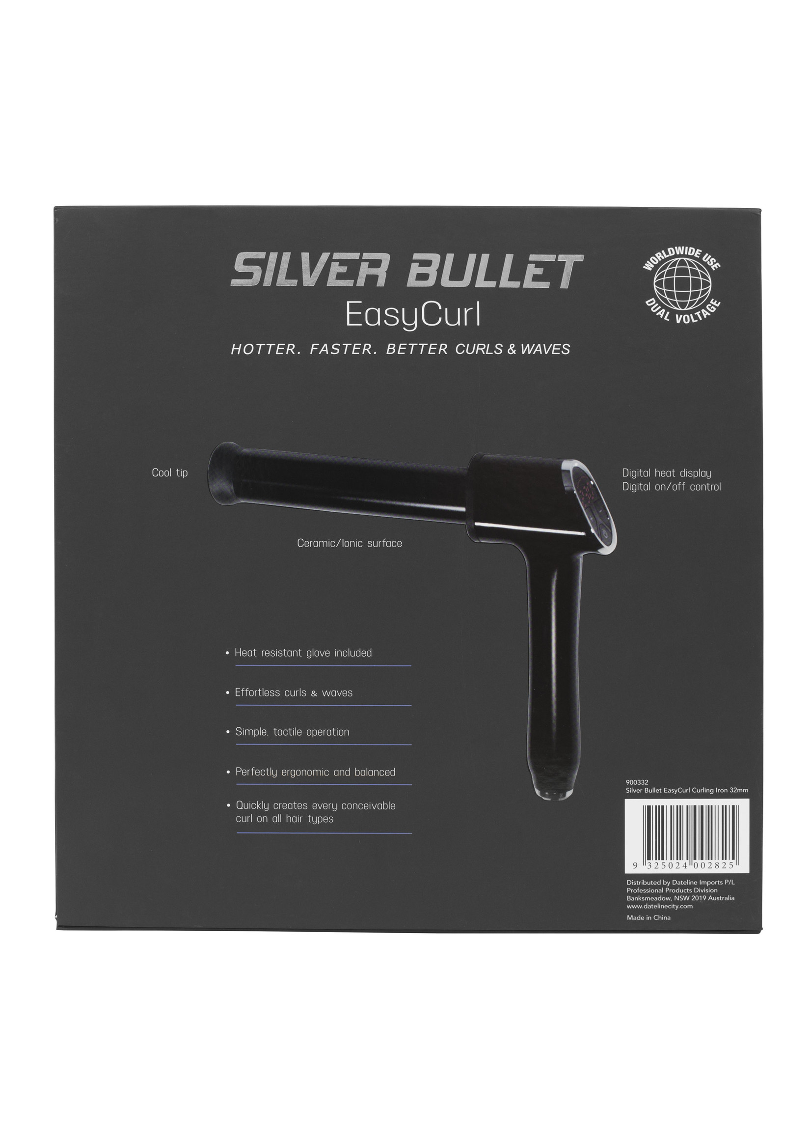 Silver Bullet Silver Bullet Easy Curl Ceramic Black Curling Iron & Glove - 32mm