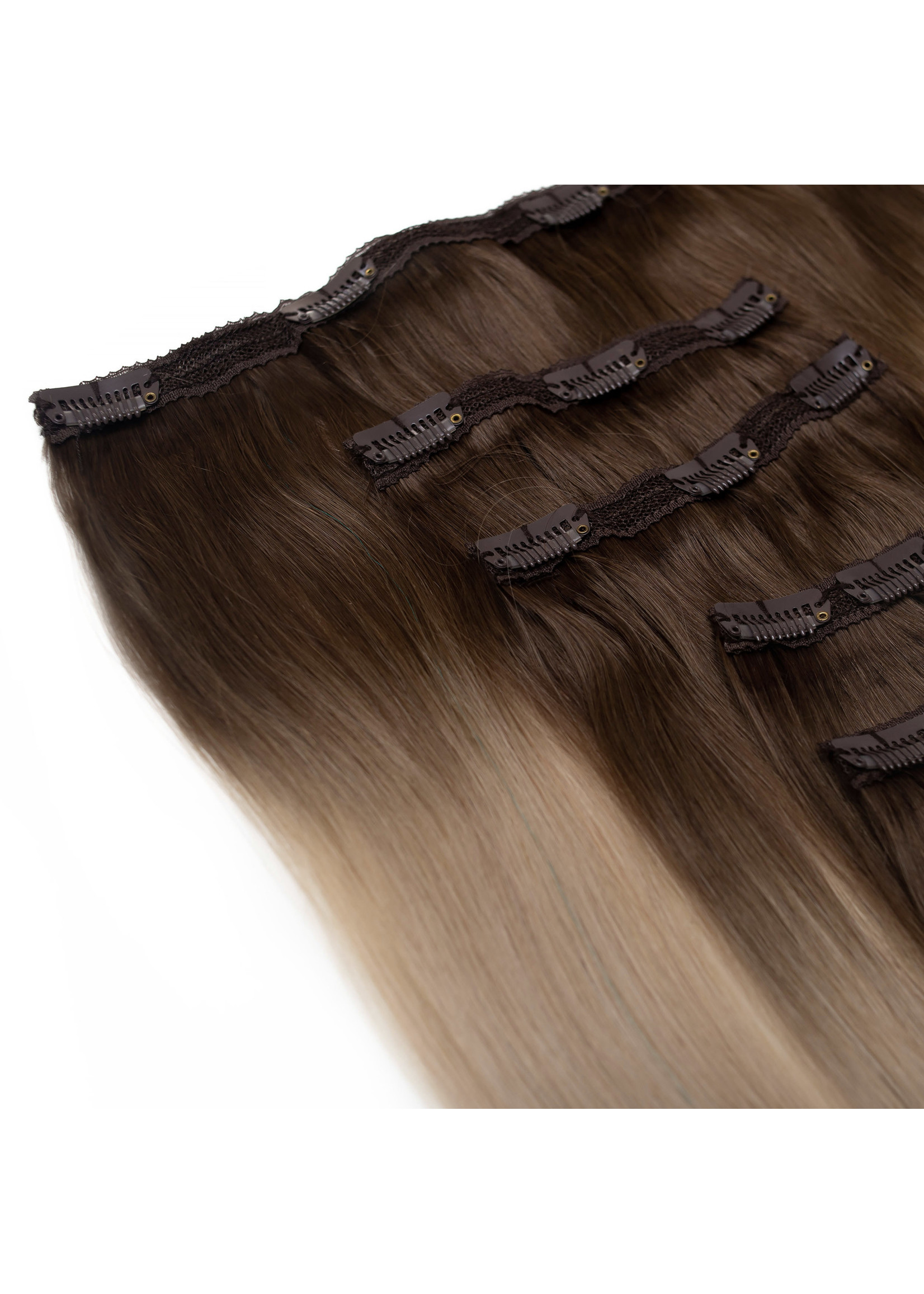 Seamless1 Seamless1 Human Hair Clip-in 5pc Hair Extensions 21.5 Inches - CoffeenCream Balayage