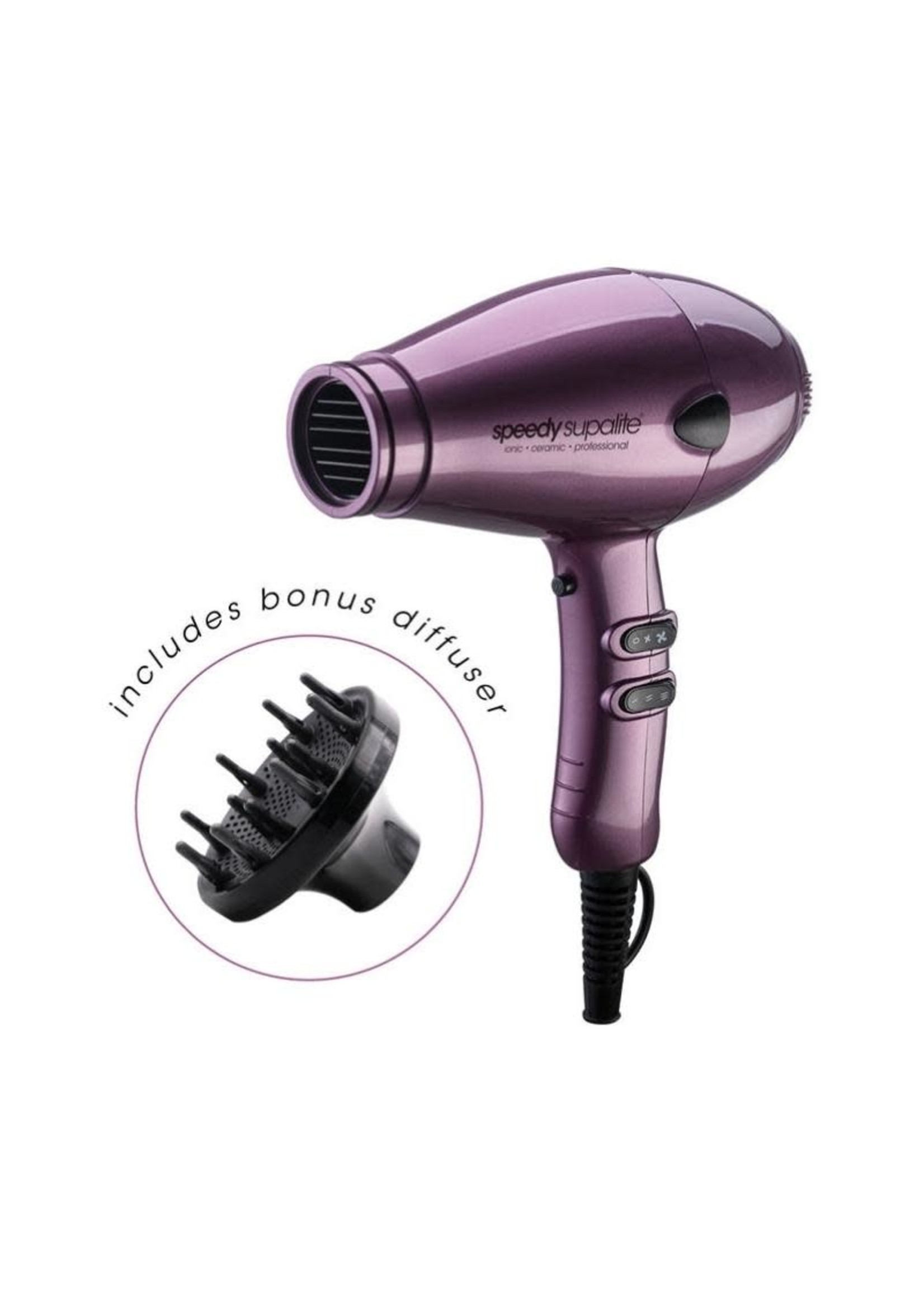 Speedy Ceramic Supalite Hair Dryer - Purple (With Diffuser)
