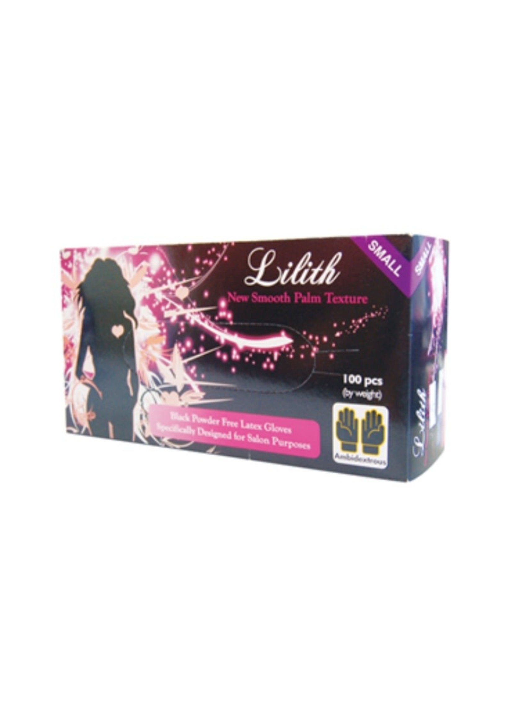 Lilith Salon Latex Gloves - Black - Small - Box 100pcs
