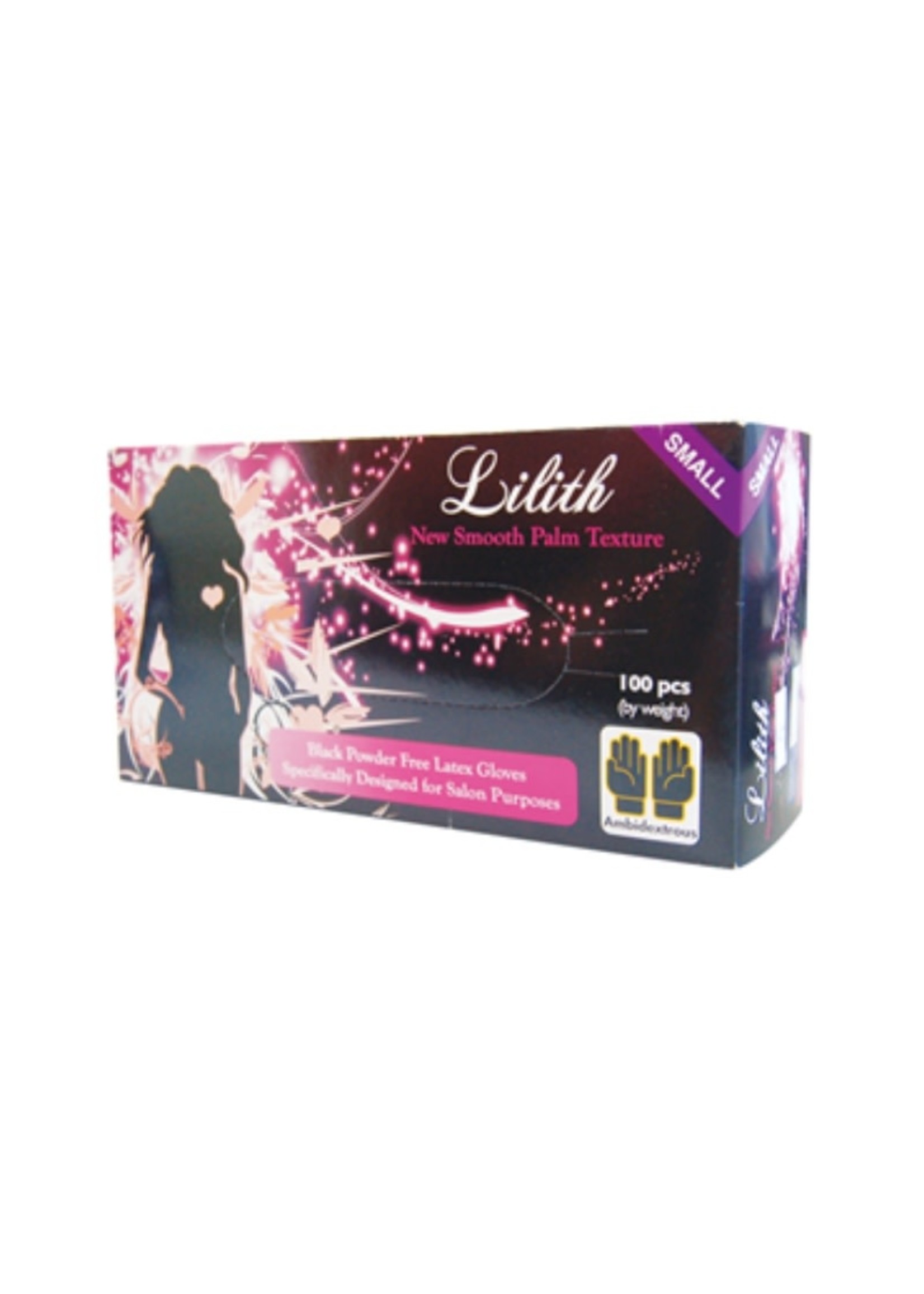 Lilith Salon Latex Gloves - Powder Free - Black - Small - Box 100pcs