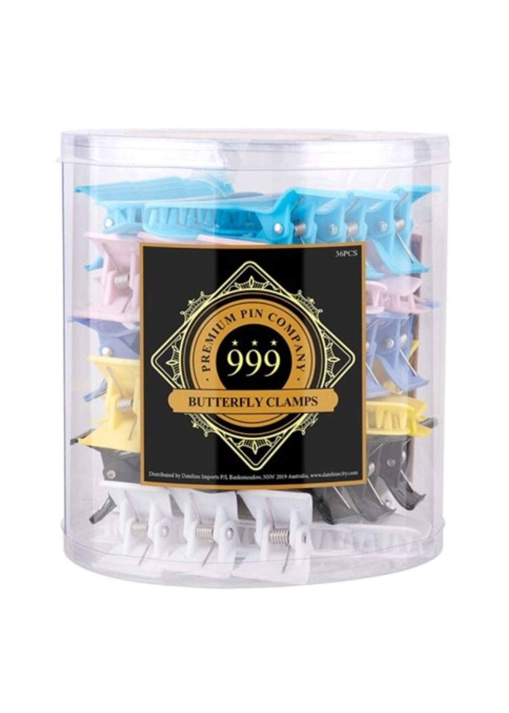 999 Premium Pin Company 999 Butterfly Clip Large Pastel Tub 36pcs
