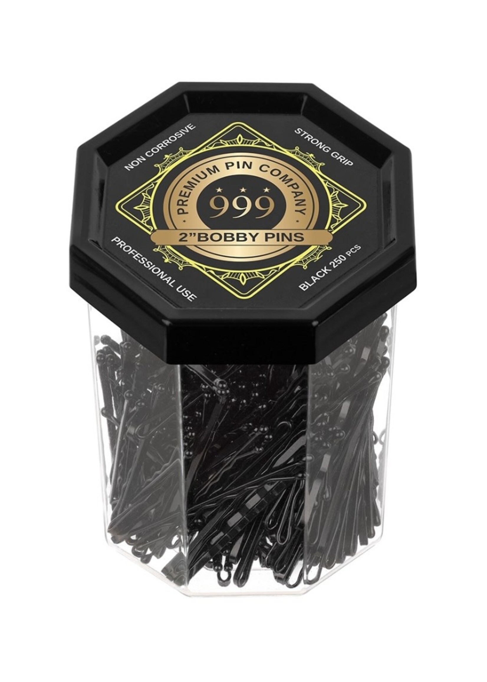 999 Premium Pin Company 999 Bobby Pins 2 Inch Black Tub 250pcs