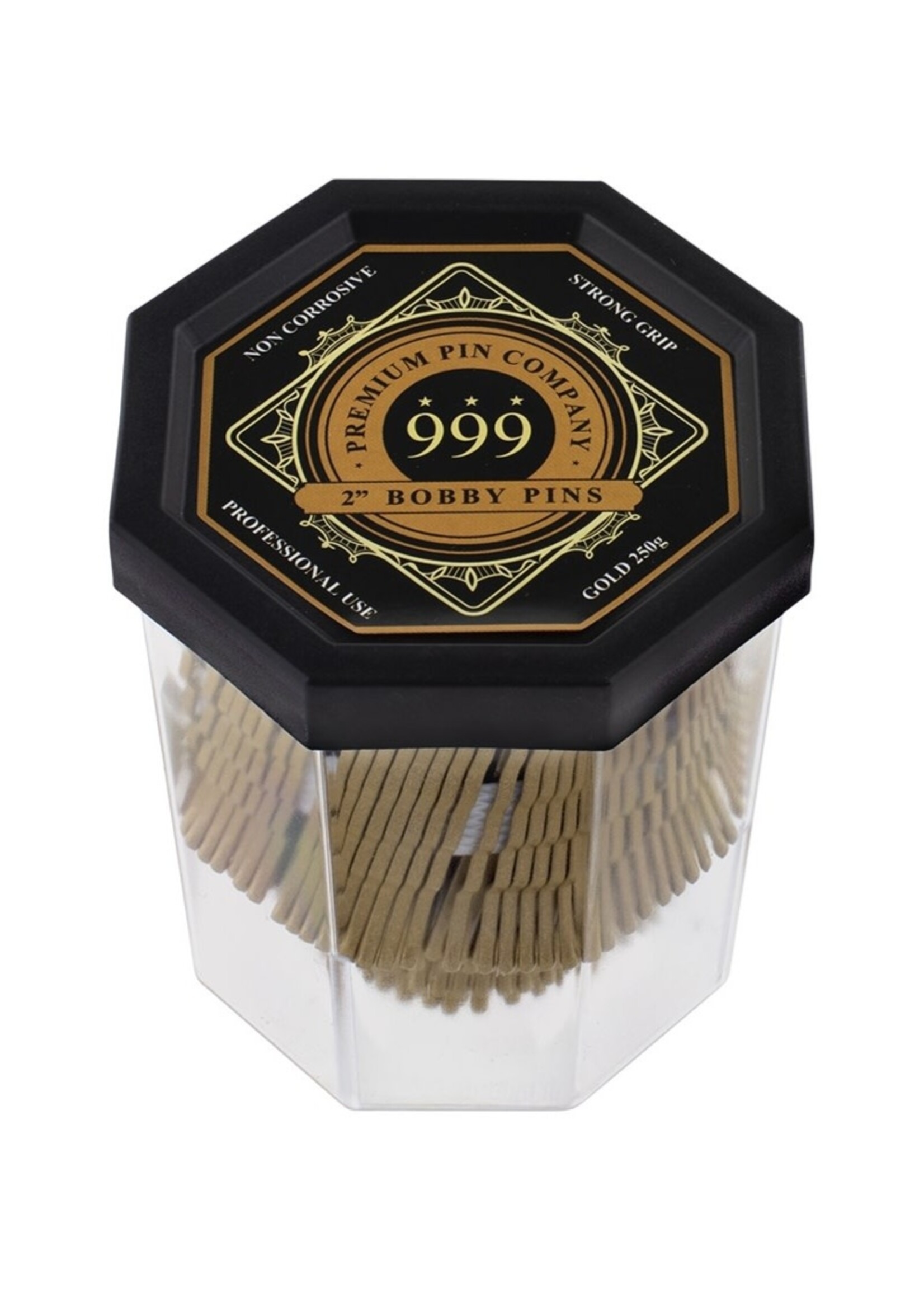 999 Premium Pin Company 999 Bobby Pins 2 Inch Matte Gold Tub 250g