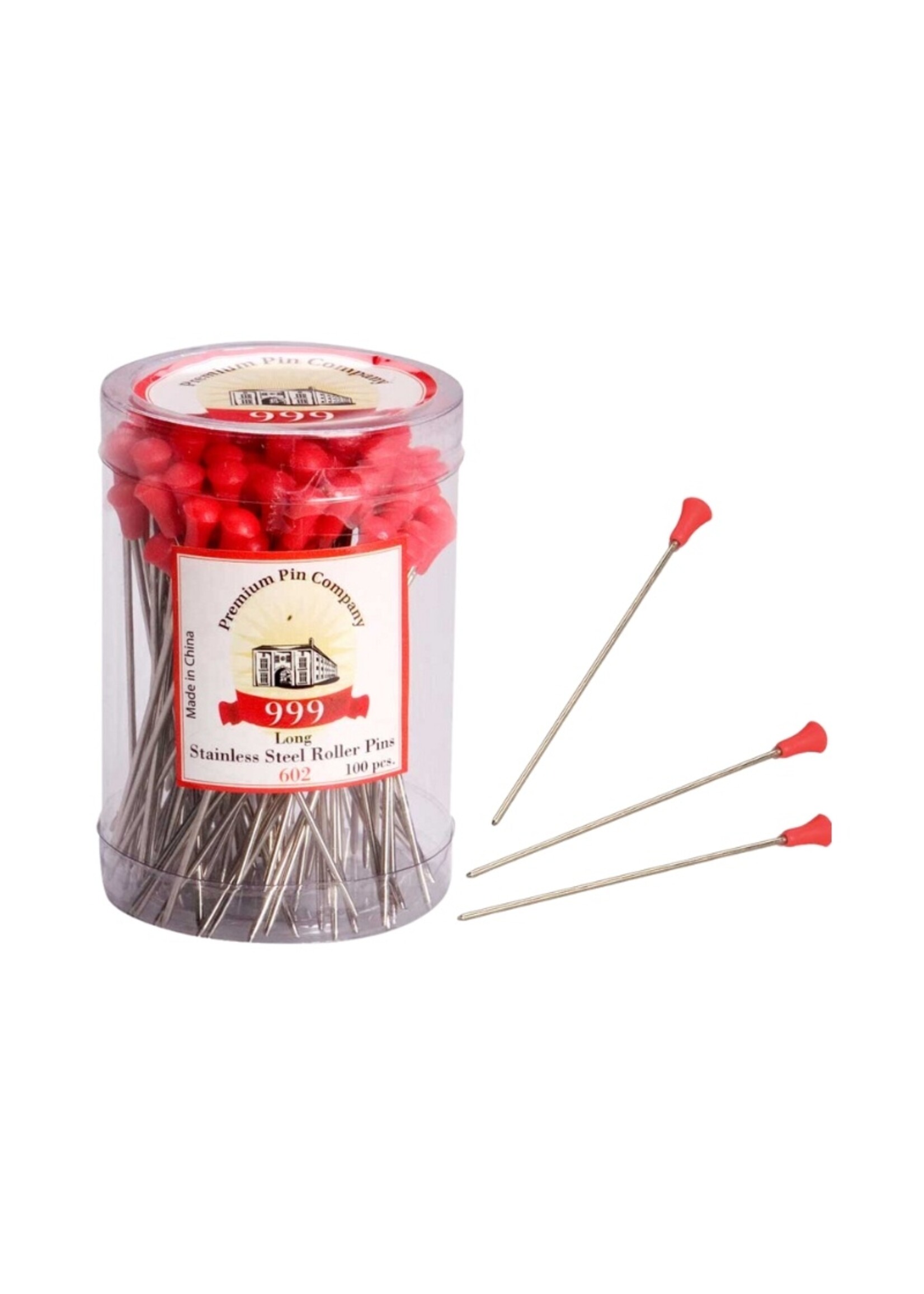 999 Premium Pin Company 999 Roller Pins Metal Red Tub 100pcs