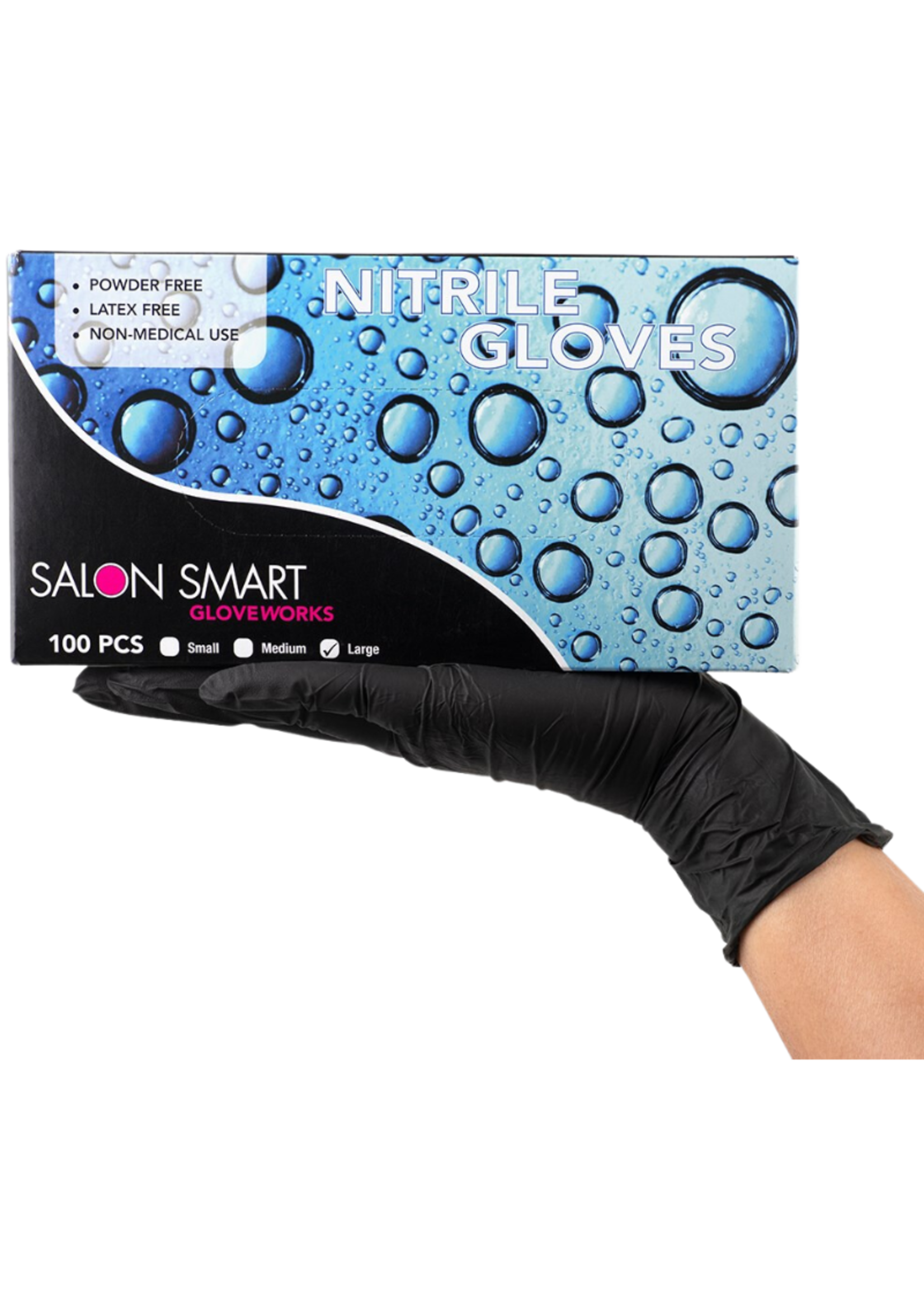 Salon Smart Salon Smart Nitrile Gloves - Black - Large - Box 100pcs
