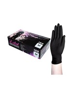 Lilith Salon Latex Gloves - Powder Free - Black - Medium - Box 100pcs