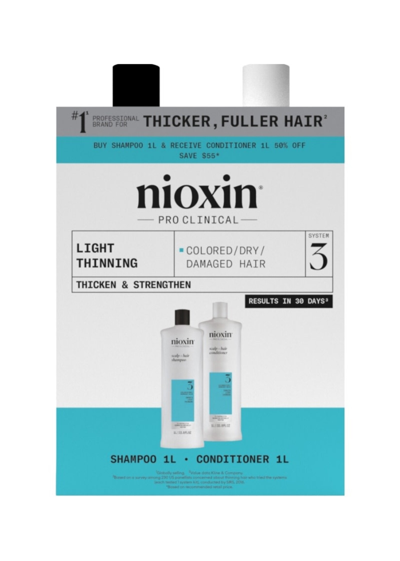 Nioxin Nioxin System 3 Shampoo + Conditioner 1L Duo Pack