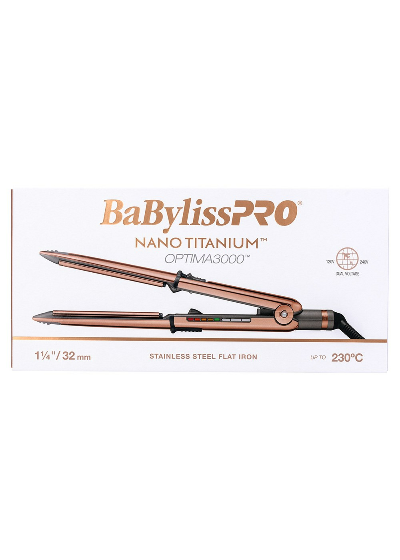 BabylissPRO BaBylissPRO Nano Titanium Optima 3000 Hair Straightener Rose Gold