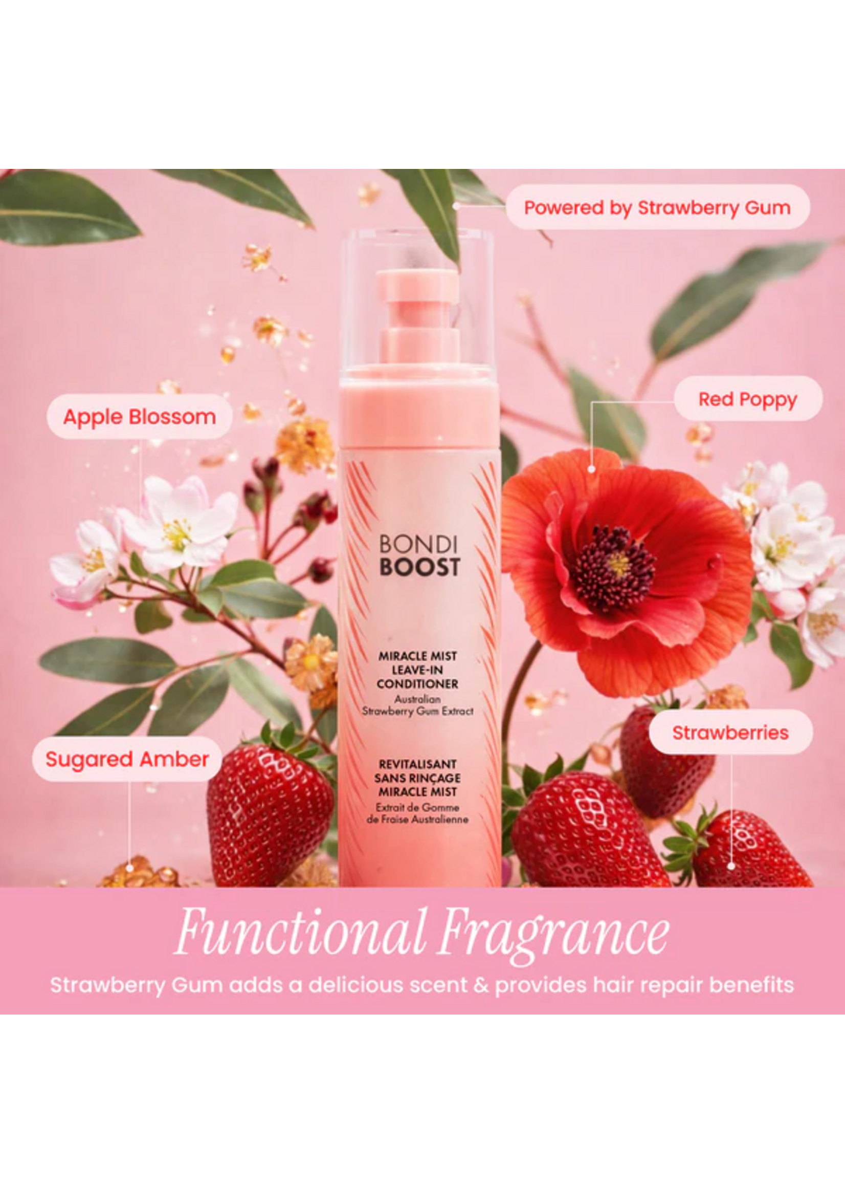 Bondi Boost Bondi Boost Strawberry Gum Miracle Mist Leave - In Conditioner + Heat Protect 150ml