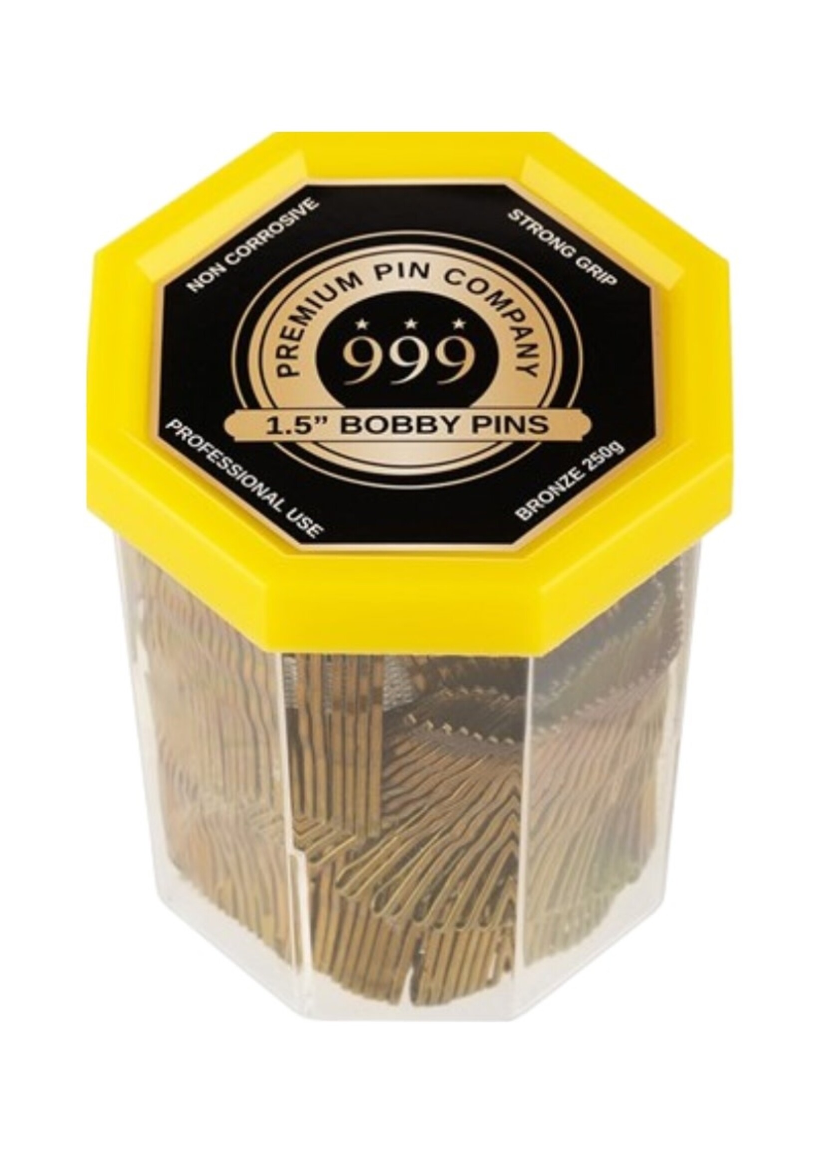 999 Premium Pin Company 999 Bobby Pins 1 1/2 Inch Bronze Tub 250pcs