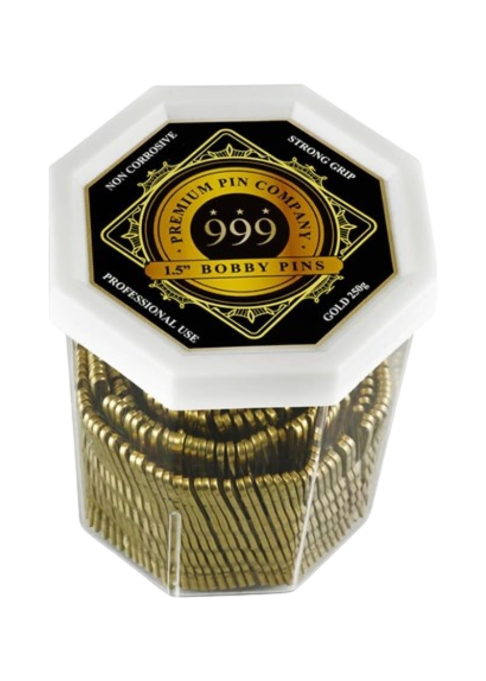 999 Premium Pin Company 999 Bobby Pins 1 1/2 Inch Gold Tub 250pcs