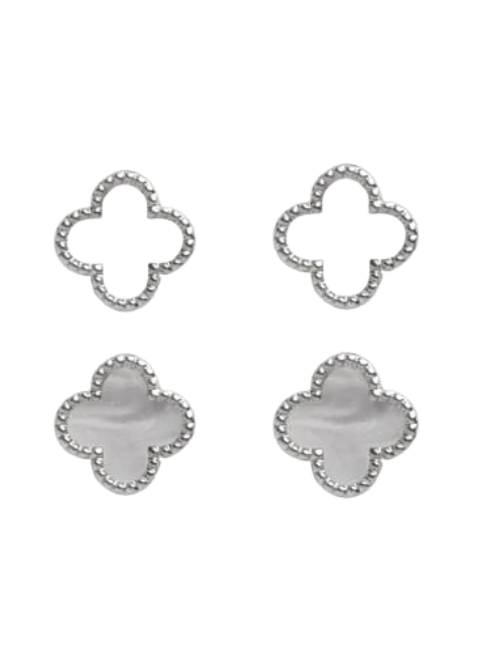 Studex Studex Sensation Mother Of Pearl Clover Stud Set Rhodium