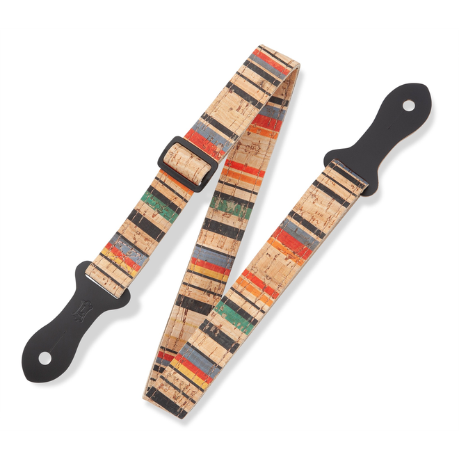 Levy's 1” Cork Ukulele Strap, Multi Color Stripes