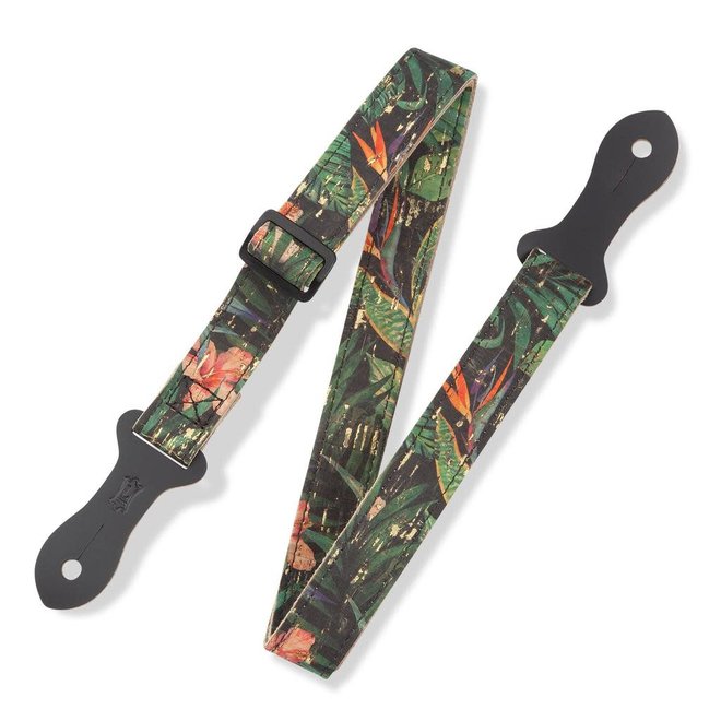 Levy's 1” Cork Series Ukulele Strap (w/dual leather strap pin ends), Rainforest