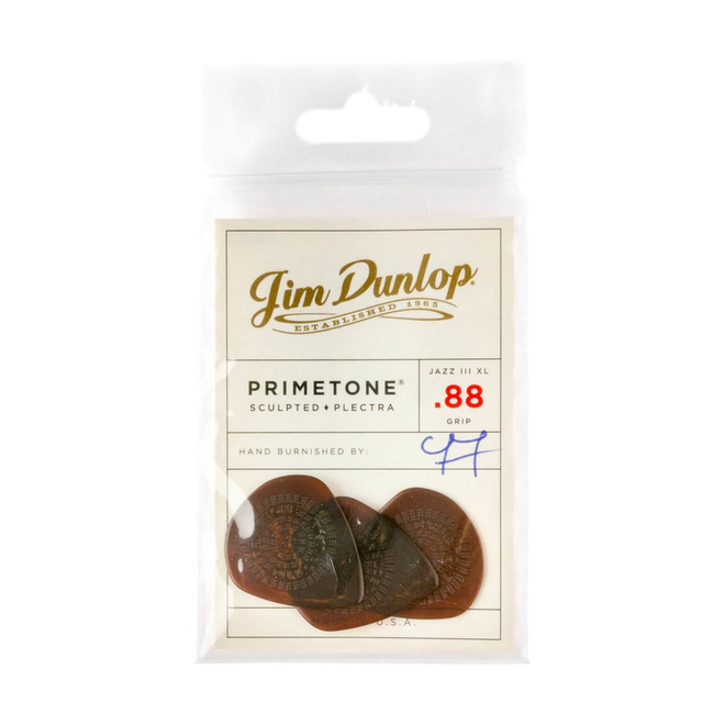Jim Dunlop Primetone Jazz III XL Grip Guitar Picks, .88 (3 Pack)