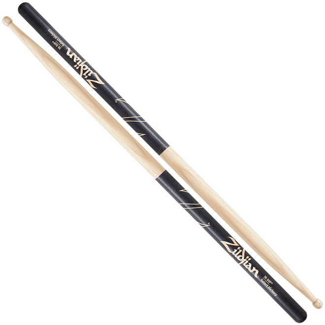 Zildjian Black Dip Hickory Drumsticks, Wood Tip, 7A