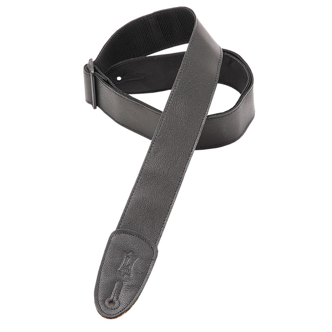 Levy’s Leather Tri Glides Series 2" Garment Leather Guitar Strap w/Polypropylene Backing, Black