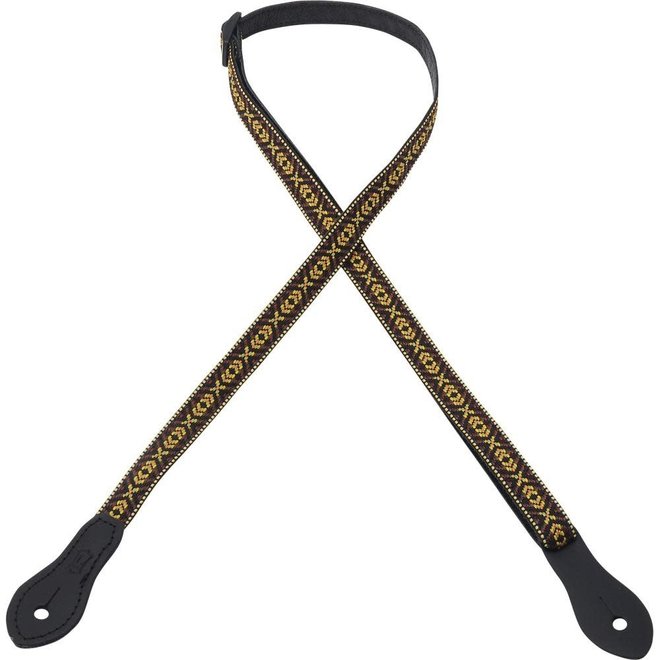 Levy's 1/2” Jacquard Ukulele/Mandolin Strap, Black & Yellow