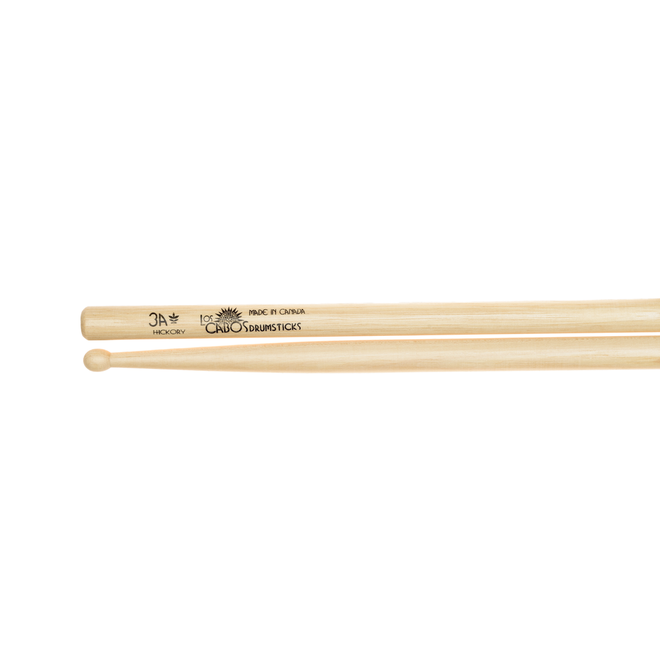 Los Cabos White Hickory Drumsticks, Ball Tip, 3A