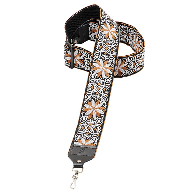 Levy's Banjo Hootenanny Series 2" Jacquard Banjo Strap, Yellow & White Floral
