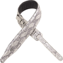 Levy's 2.5" Leather Guitar Strap w/Metallic Snake Skin Facade, Silver