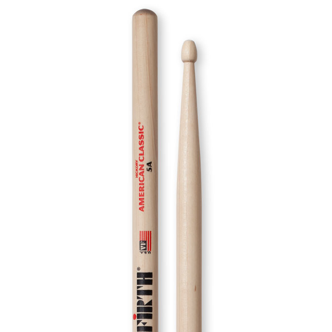 Vic Firth American Classic Hickory Drumsticks, Wood Tip, 5A