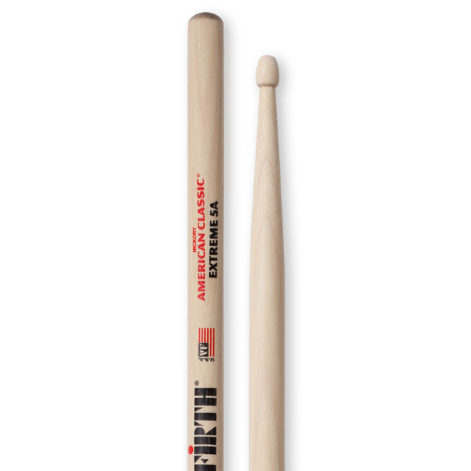 Vic Firth American Extreme Hickory Drumsticks, Wood Tip, 5A