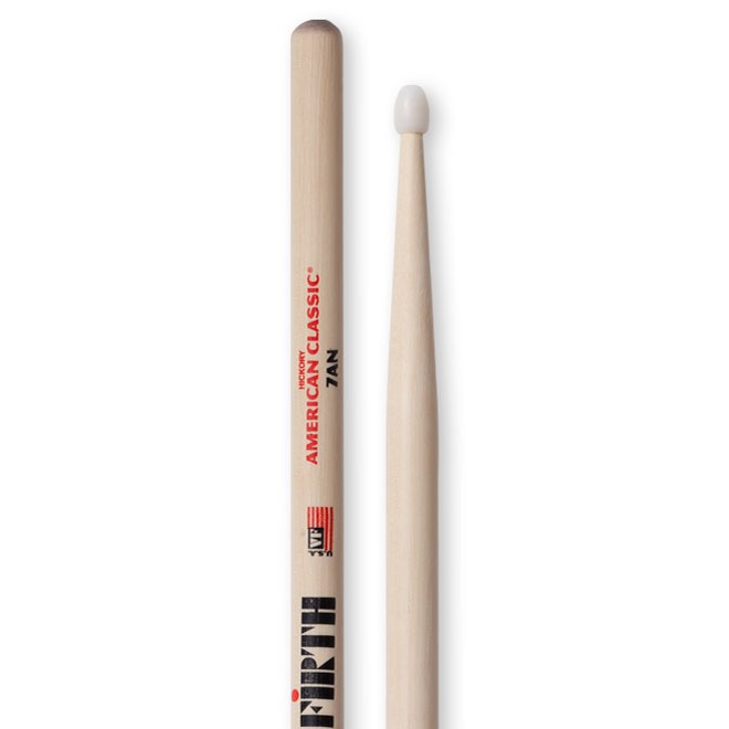 Vic Firth American Classic Hickory Drumsticks, Nylon Tip, 7A