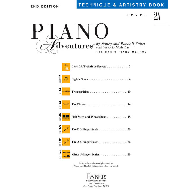 Faber Piano Adventures Level 2A Technique & Artistry Book