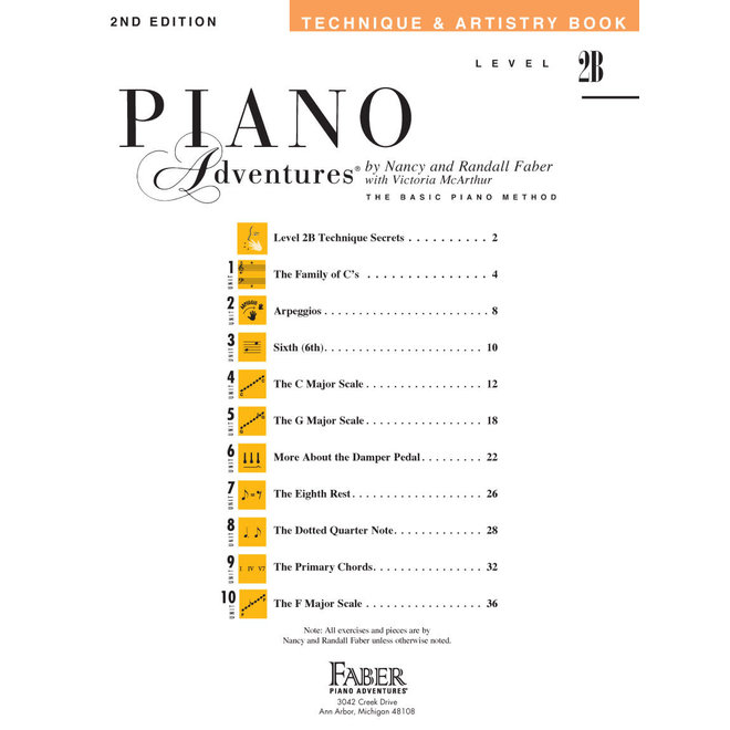Faber Piano Adventures Level 2B Technique & Artistry Book
