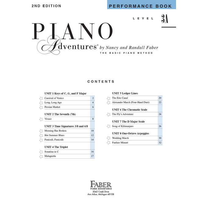 Piano Adventures Level 3A, Performance Book