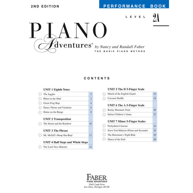 Faber Piano Adventures Level 2A Performance Book