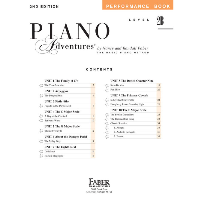 Piano Adventures Level 2B, Performance Book