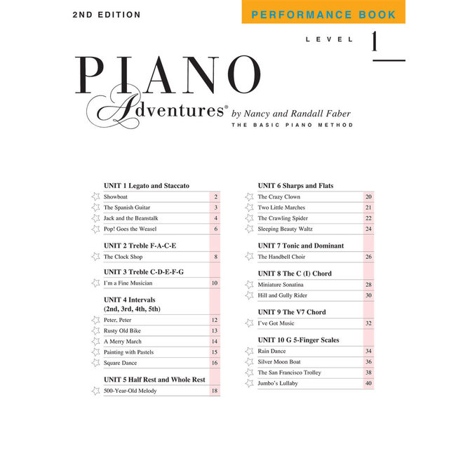 Piano Adventures Level 1, Performance Book