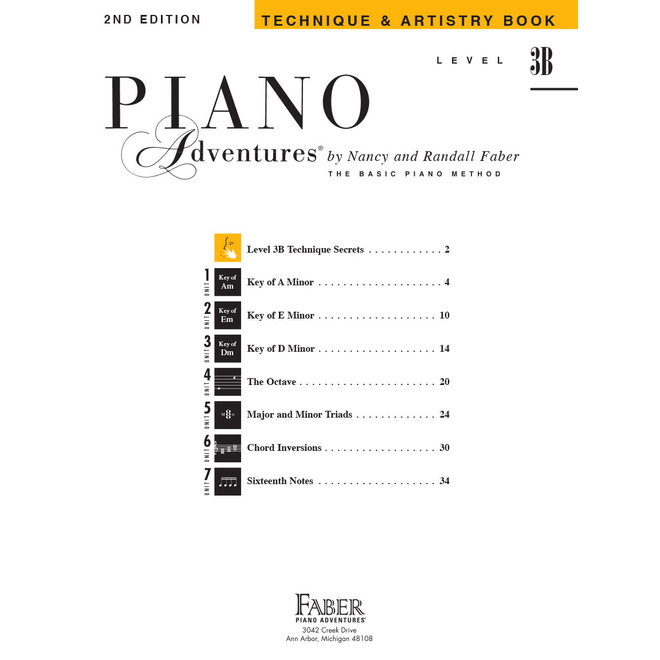Faber Piano Adventures Level 3B Technique & Artistry Book