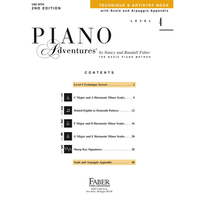 Faber Piano Adventures Level 4 Technique & Artistry Book