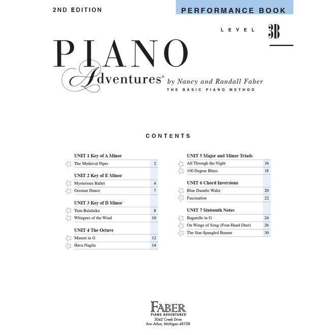 Piano Adventures Level 3B, Performance Book