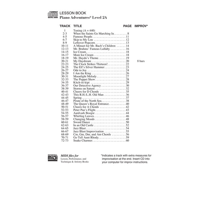 Faber Piano Adventures Level 2A Lesson Book, Background Accompaniments on CD