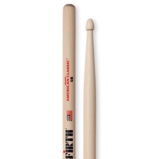 Vic Firth American Classic Hickory Drumsticks, Wood Tip, 5B