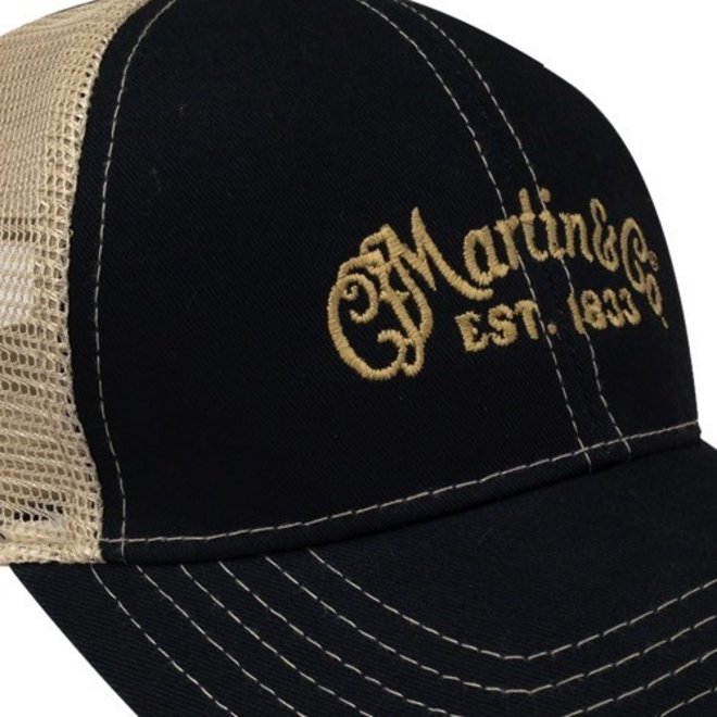 Martin Mesh Logo Hat, Black w/tan mesh