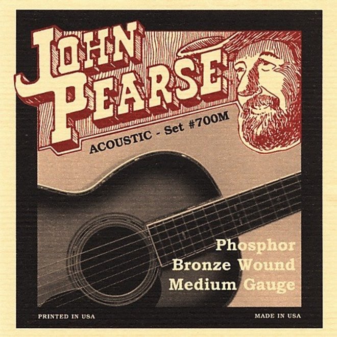 John Pearse 700M Phosphor Bronze Acoustic Guitar Strings, 13-56 Medium