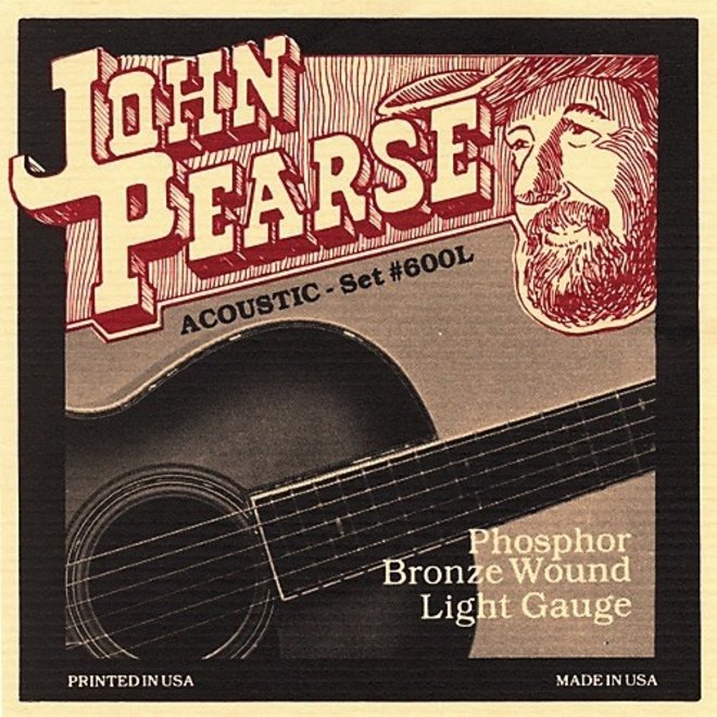 John Pearse 600L Phosphor Bronze Acoustic Guitar Strings, 12-53 Light