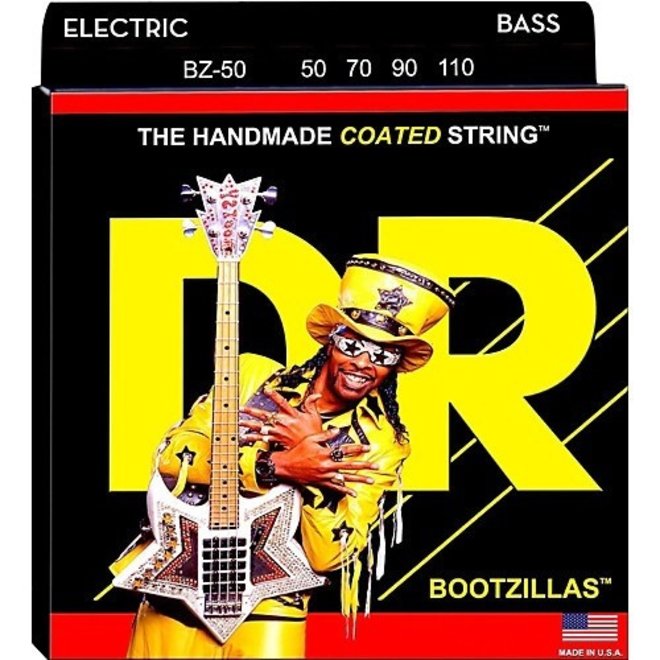 DR Bootzillas Coated 4-String Bass Guitar Strings, 50-110