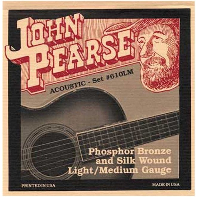 John Pearse 610LM Phosphor Bronze & Silk Acoustic Guitar Strings, 12-53 Light/Medium